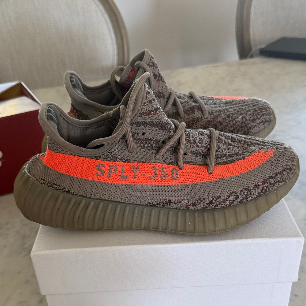 Yeezy Boost 350 V2 with Orange and Gray Accents